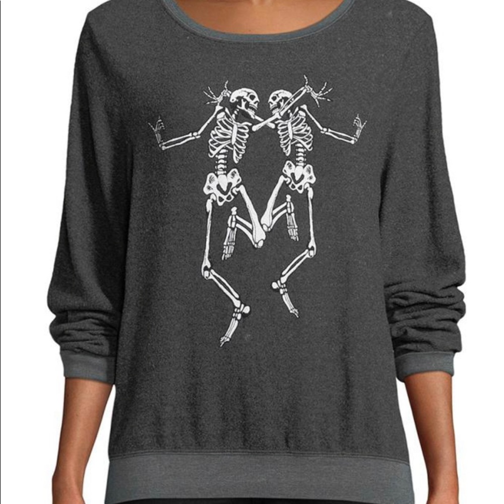 Wildfox dancing skeleton sweater size M